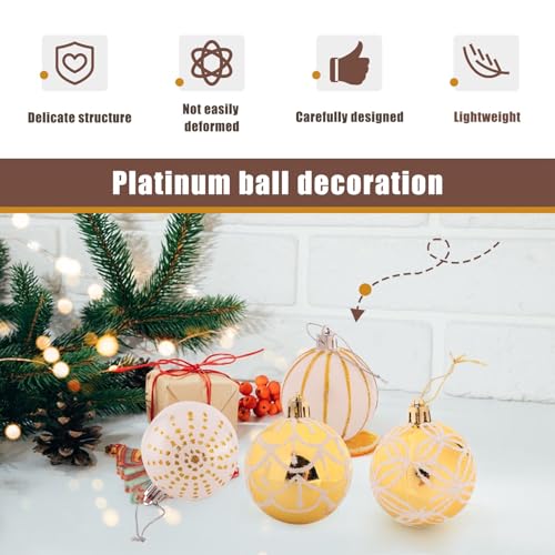 Boule de Noël incassable et élégante : lot de 30 suspensions blanc et or pour sapin sans stress - 6