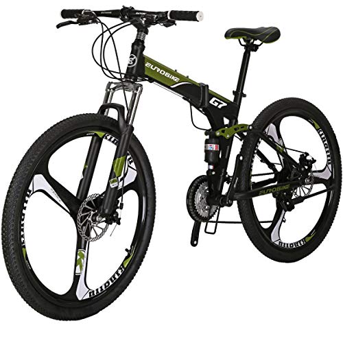 EUROBIKE Folding Bike,Folding Bike for Adults,21 Speed Bike,26/27.5 Inches, Dual Suspension Bike (27.5 inch -K-Green)