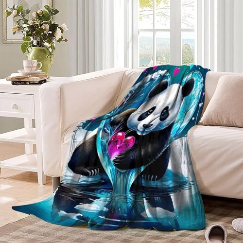 Couvertures 3D en flanelle panda géant plaid chaud toutes saisons
