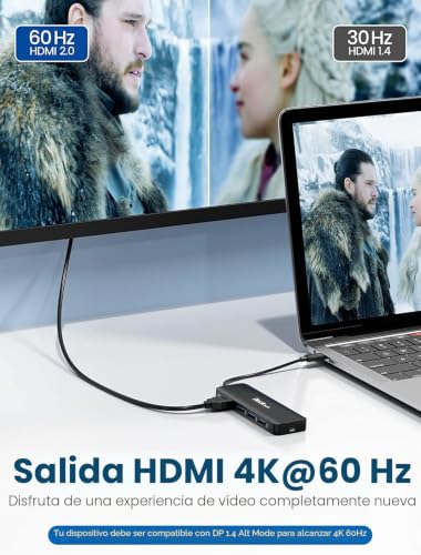 Adaptador USB C a HDMI解决笔记本接口 guardando carga con PD 100W 3