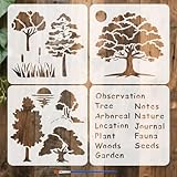 FINGERINSPIRE 4 Pz Stencil con Parole su Alberi e Natura per Dipingere con Pennello Stencil di Sole sul Lago Stencils di Parole con Foglie di Fiori Stencils A Tema Vegetale per Decorazione Murale