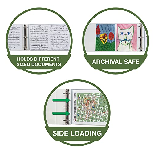 Samsill Heavyweight 50 Pack Sheet Protectors Landscape, 11X17" Ledger Size Clear Plastic Page Protectors For 3 Ring Binder, Oversized, 3 Hole Punched, Poster Storage, Side Loading #TOP2