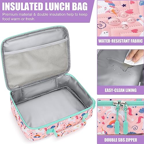 Image of Fimibuke Kids Bento Lunch Box with 4 Compartments, Insulated lunch Bag, Stainless Steel Insulated Water Bottle, Ice Pack & Utensils Set, Birthday Gifts for Ages 3-12 Back to School Toddler Girls Boys