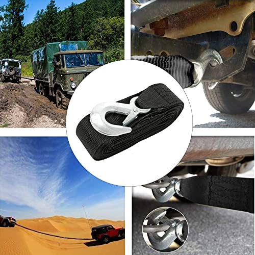 2" X20' Trailer Winch Strap With Safety Snap Hook Breaking Strength 10000 Lbs Max Towing Working Load At 3300 Lbs For Atv Jetski Trailer Boat Wave Runner Towing Heavy Duty Equipment， Black #TOP6