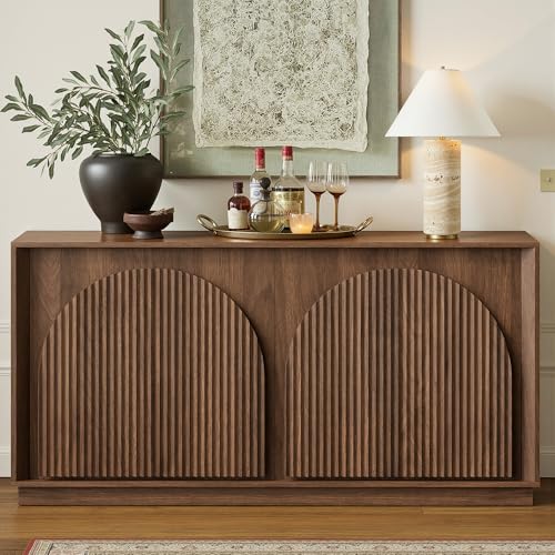 win2win Walnut Fluted Sideboard Cabinet