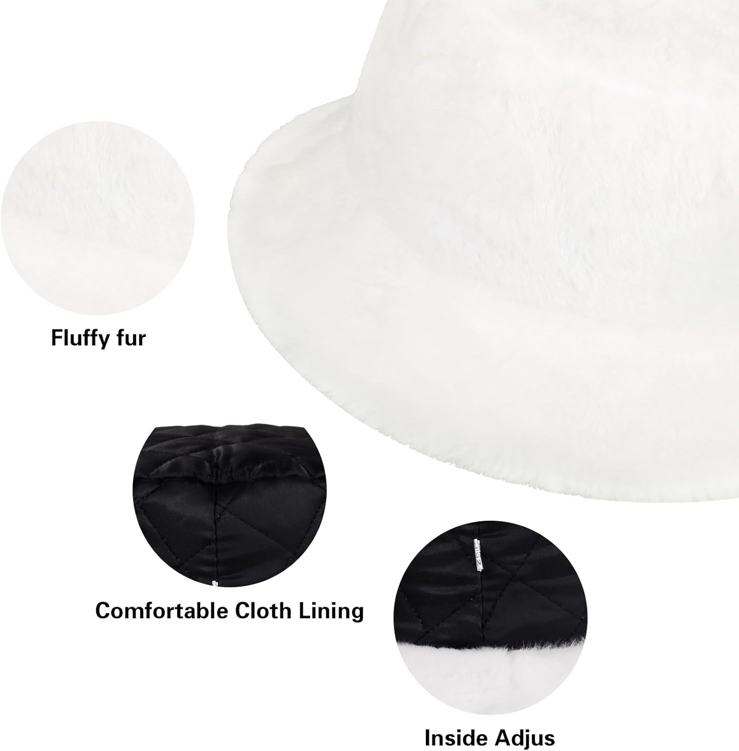 Winter Faux Fur Bucket Hat, Fluffy Fuzzy Warm Hats, Plush Fisherman Cap, Furry Puffy Hats for Women - Image 4