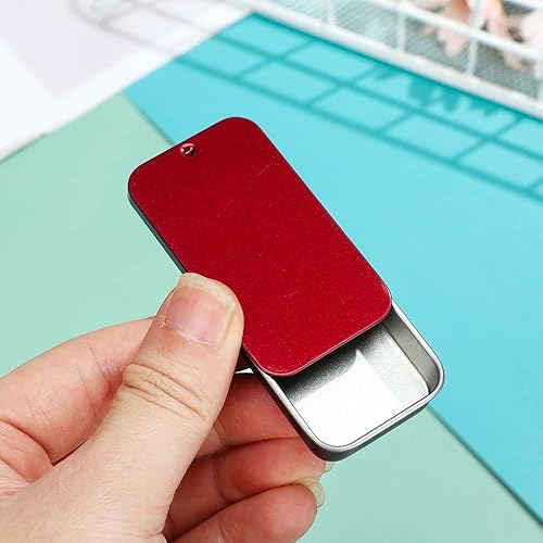 Miniatura 5 de Latas vacías de metal, mini caja de hierro con tapas deslizantes, caja de almacenamiento rectangular para almacenamiento de joyas de boda,