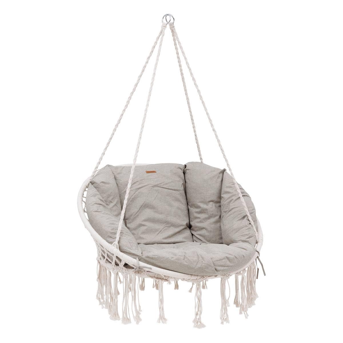 Hespéride - Chaise Suspendue Cordessa - Jardin, Terrasse - Confortable Coussin Intégré - Beige - Support Non Inclus