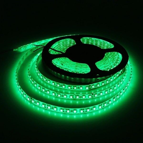 I LumoS LED Strip Light 9.6W/m, 16ft/5M 2835 SMD 600 LEDs 12V Flexible Cuttable IP65 Waterproof LED Tape for Bedroom Kitchen Cabinet Wardrobe TV (No Power Supply/Plug) (Green)