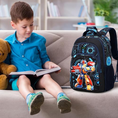Image of Frantic Waterproof Polyester 35 L School Backpack With Pencil /Staionery Pouch School Bag Class 1 to 8 Daypack Picnic Bag For School Going Boys & Girls(RR Blue Transformer B)