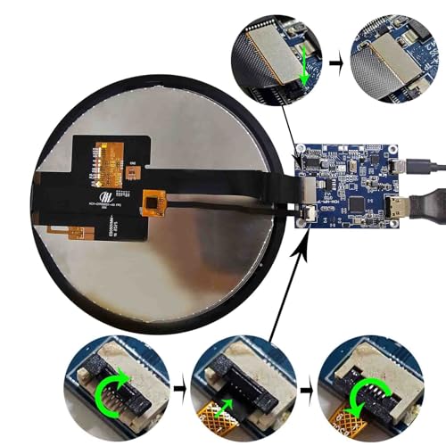Image of 5 inch 1080x1080 350nit IPS MIPI Round LCD Touch Screen | and 50 pins H /D Controller Board