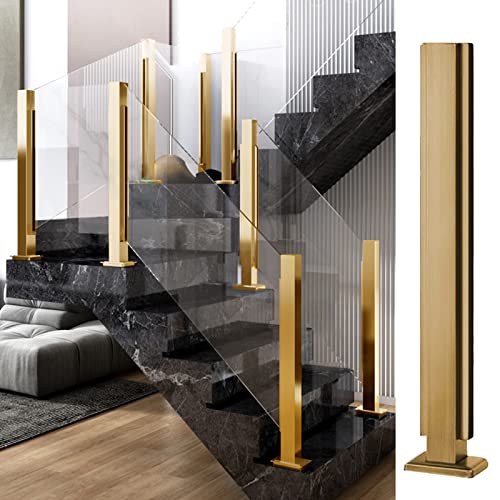 Poteau de garde-corps en verre doré en acier 304 pour escalier de luxe