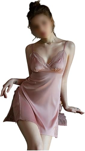 ZYQHMY Women's Satin Short Skirt Pajamas Sexy Backless Sleep Lounge Spring Night
