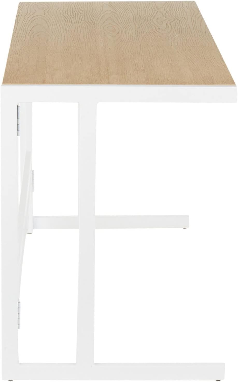 LumiSource Roman Natural Wood Desk, Home Office Desk, Computer Desk, White Desk, Small Desk for Bedroom, Gaming Desk, Farmhouse Desk