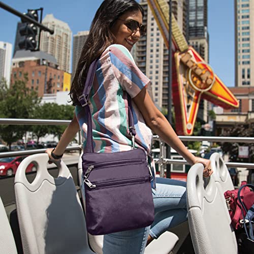 Travelon Bolsa tiracolo clássica antifurto com zíper Dbl, Bolsa transversal com zíper DBL, clássica,