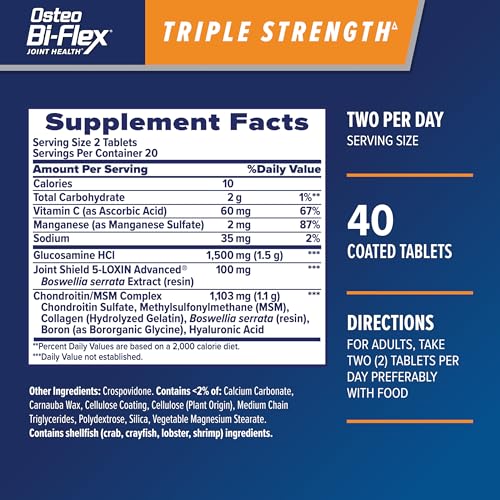 Image of Osteo Bi-Flex Triple Strength Glucosamine Chondroitin Supplement, 40 Ct | Improve Joint Function, Strength, Flexibility, Mobility 40 Coated Tablets