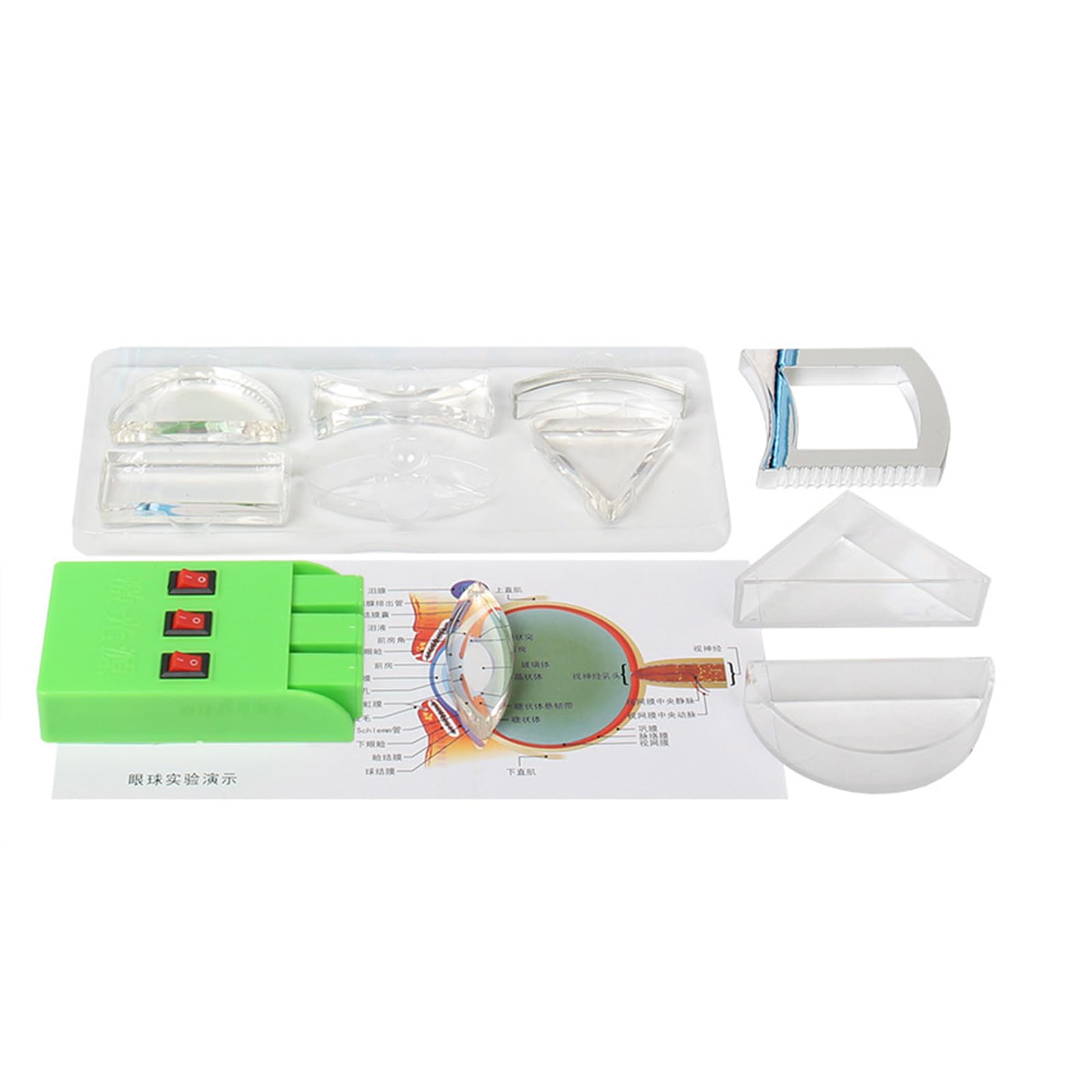 10Pcs Optical Lens Triangular Semicircular Rectangle Concave Biconvex Light Lens Class Physics Teaching Aid