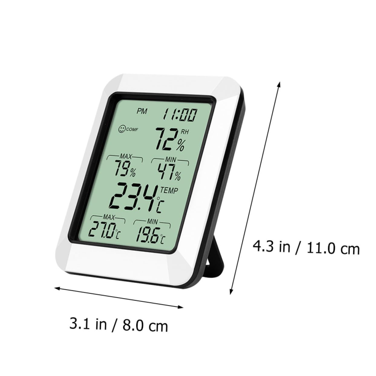 TOYANDONA 1pezzi Termometro e Igrometro Digitale Display Ampio Sensore Accurato Supporto per Casa Camera da Letto Soggiorno Ufficio senza Batteria