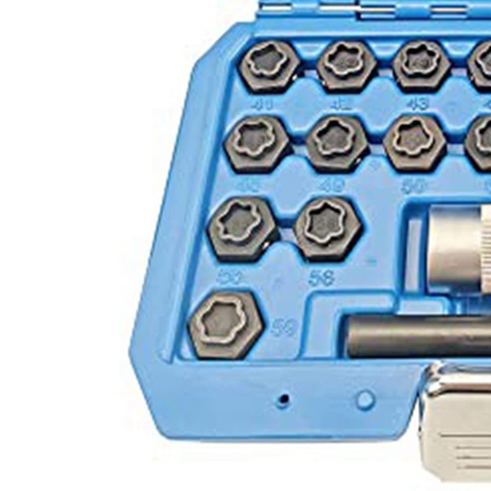 Malloy Kit de Clé D'Écrou de Blocage de Roue 22PCS Outil de Suppression D'Écrou de Roue Antivol Noir
