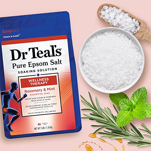 Dr Teal's Pure Epsom Salt Soak, Wellness Therapy with Rosemary & Mint, 3 lbs (Pack of 4) - image 8