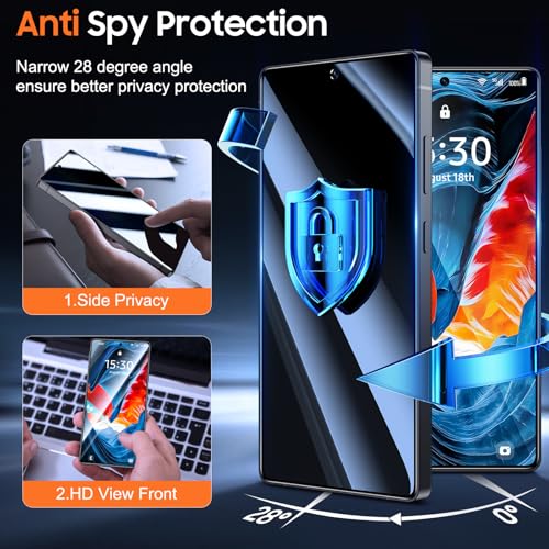 Image of UniqueMe 2 Pack for Samsung Galaxy S25 Ultra Privacy Screen Protector - [Fingerprint Unlocking] Easy Installation,Bubble-Free,Anti-Spy,Privacy Screen for S25 Ultra Tempered Glass,3D Full-coverage