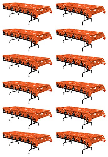 Image of Beistle Haunted House Tablecovers, 54 inch x 108 inch, 12 Pieces - Plastic Table Cloth, Rectangular, Halloween