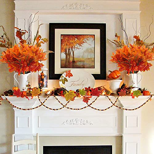 4 Bunches Artificial Autumn Decorations Maple Leaf Fake Plants Leave Stems for Fall Vase Decoration Indoor Home Shrubs Wedding Thanksgiving Party Fireplace Christmas - Image 7