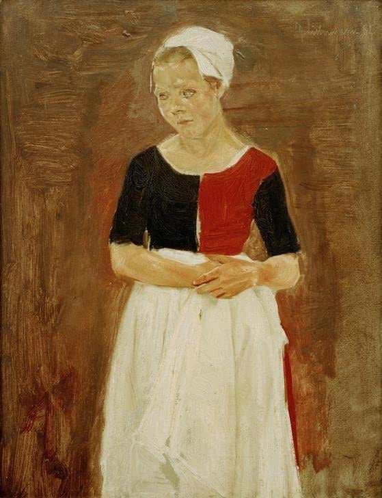 Max Liebermann Poster toile 58x90 cm tableau Fille orpheline debout sans cadre