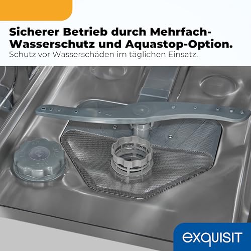 Exquisit Geschirrspüler | 9 Maßgedecke, Energieklasse E, 49 dB Geräusch | 7 Programme, Extra-Trocknung, Startzeitverzögerung, Vorspülen, Power+, Wasserschutz, Geschirrkorb | GSP59309-030E silber