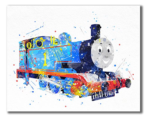 Thomas And Friends Watercolor Train Prints - Set Of 3 (8 Inches X 10 Inches) Wall Art Decor Photos - Thomas The Tank - Percy The Small Engine #TOP3