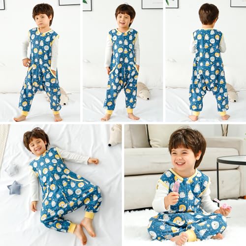 Image of WONDAY Toddler Sleep Sack with Feet, 0.5 Tog Sleeping Sacks for Walking with Legs 12-18 Months 2T 3T 4T 5T (Cat, 12-24 Months)