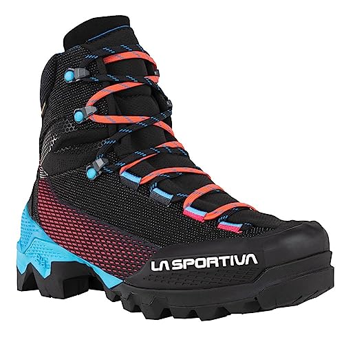 La Sportiva Womens Aequilibrium ST GTX Mountaineering/Hiking Boots, Black/Hibiscus, 7.5