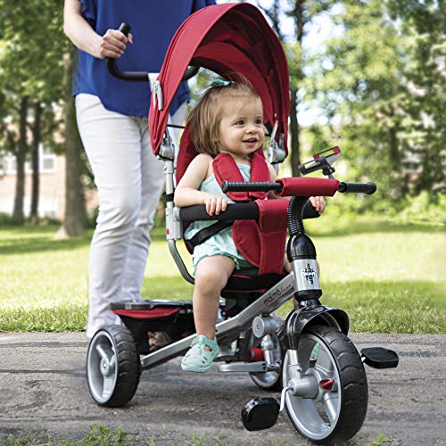 Huffy Malmö Luxe 4-in-1 Canopy Trike with Push Handle, Cup Holder & Rear Storage Red