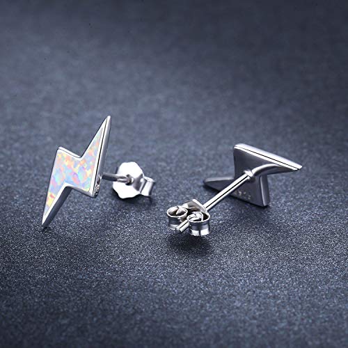 Mother's Day Gifts Opal Earrings Lightning Bolt Earrings 925 Sterling Silver Small Stud Earrings Hypoallergenic Thunder Earrings Flash Studs For Women #TOP2