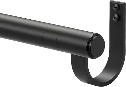 Curtain Rods for 28-161 Windows, Splicing Construction, 1 Adjustable Drapery Rod with Aluminum Alloy Brackets and Finials for Window, Sliding Door, Patio, Living Room Decoration, Matte Black