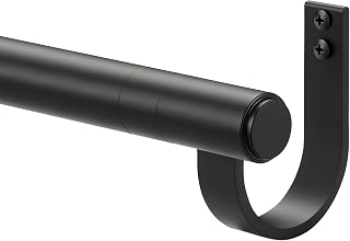 Curtain Rods for 28-68” Windows, Splicing Construction, 1” Adjustable Drapery Rod with Aluminum Alloy Brackets and Finials for Window, Sliding Door, Patio, Living Room Decoration, Matte Black