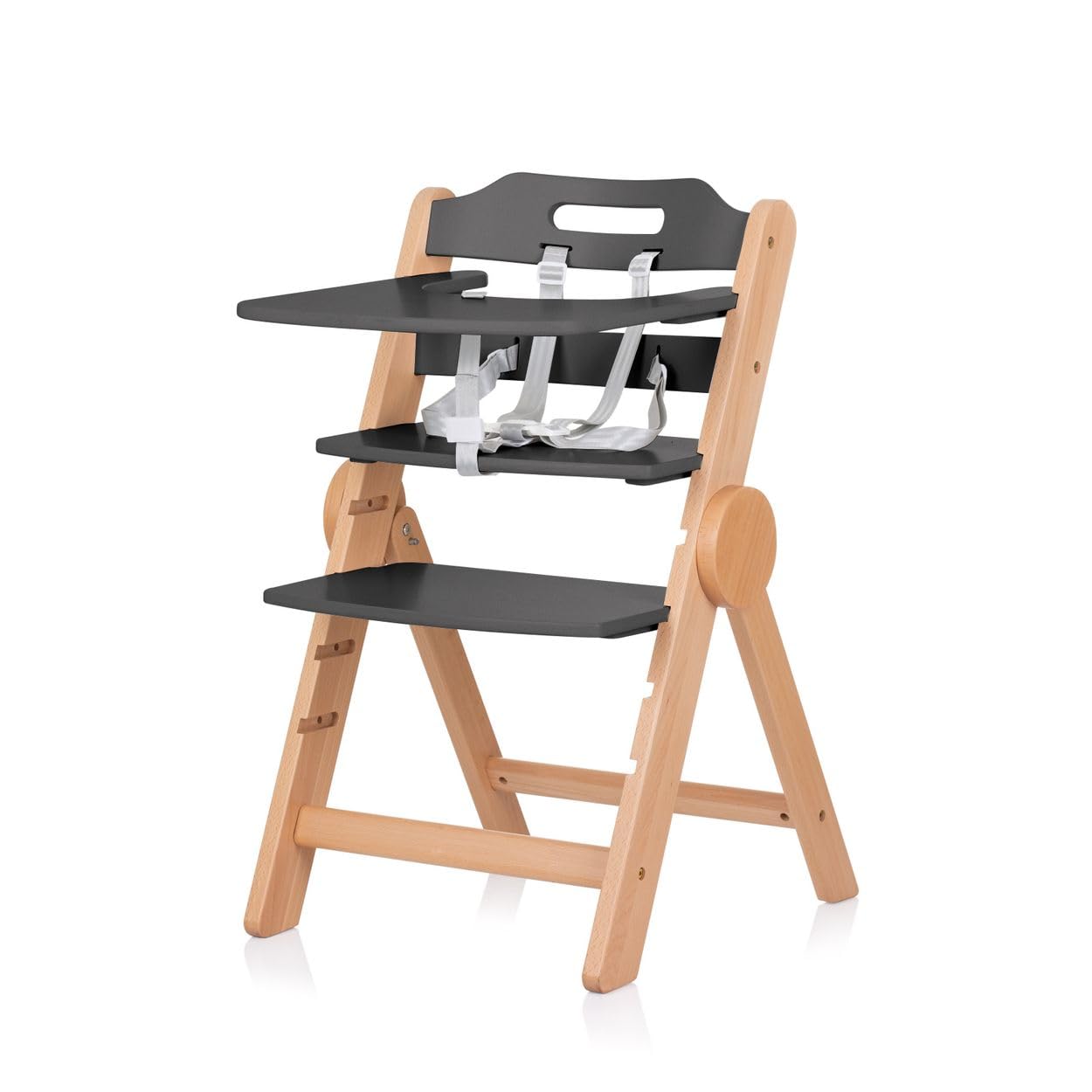 Seggiolone,regolabile in altezza(35cm-51cm), sedia per bambini, in legno di faggio, stabile e sicura,cm-51cm fino a 90 kg, per bambini e adulti,48 * 46 * 78 cm - nero