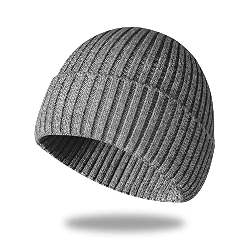 Irzaki Gorro de invierno para hombre y mujer, gorro de lana de punto de lana para actividades al aire libre y uso diario, Gris, talla única
