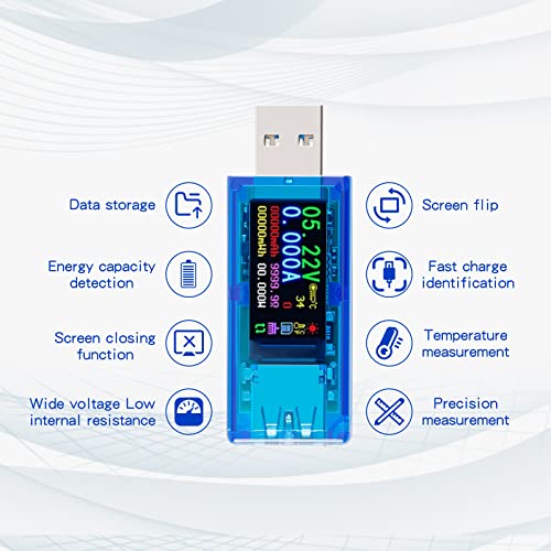 Image of AT34 Battery Tester USB 3.0 Voltage Tester IPS Color Display 3.7-30V Voltage Meter 0-4A AMP Meter Multifunctional Multimeter Support Charging Power Test for Multiple Devices with Shell