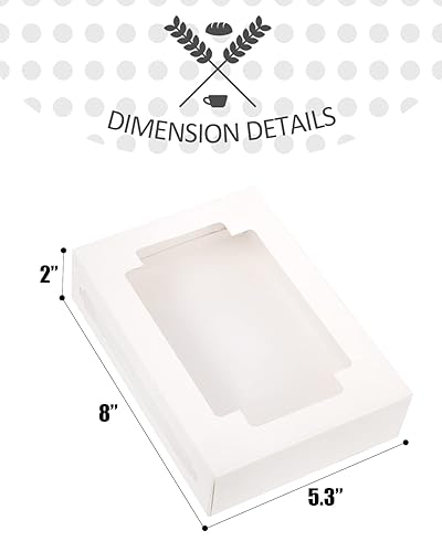 Miniatura 4 de qiqee 36 paquetes de cajas de galletas autopop para regalo de 8 x 5.3 x 2 pulgadas, caja plegable blanca de un segundo con ventana para panadería
