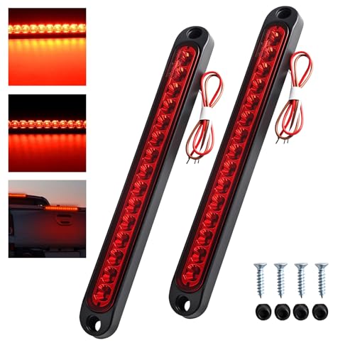 nifeida 2PCS 10 Inch 15 LED Trailer Light Bar for Park Stop Turn Tail Lights/Brake Light, IP67 Waterproof Marker ID Clearance Strip for Truck Trailer Golf Cart Pickups Boats