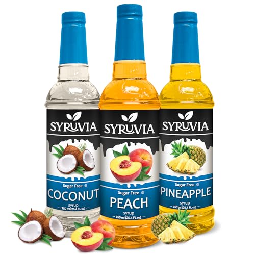 Sugar Free Coconut Peach Pineapple Syrup Variety Pack (25.4 oz)