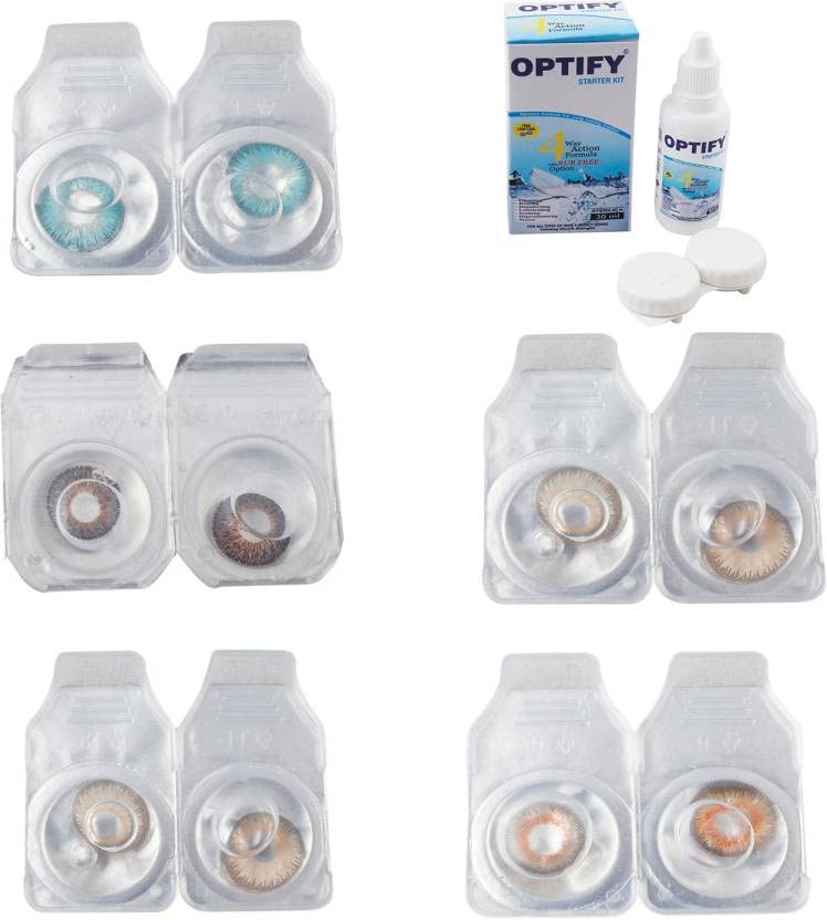 Optify Monthly Disposable (0 Colored Contact Lenses Pack of 5) LensColor: Hazel, Honey, Gold, Brown, Aqua