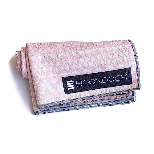 Boondock Co | Premium Microfiber Hand Towel | for Gym, Yoga, Travel, Workout, Backpacking, Beach — Highly Absorbent Quick Dry and Sand Free Fabric (Blush)