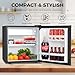 Antarctic Star Compact Refrigerator Mini Fridge with Freezer, Single Reversible Door, Dorm Fridge, Wire Shelf, Defrost Button, for Bedroom, Office, kitchen, 1.7 Cu. Ft, Black