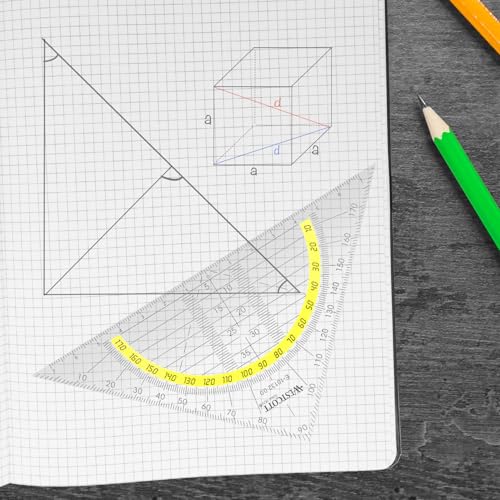 Westcott Geometriedreieck 14 cm | Transparentes Geometrie-Dreieck aus bruchsicherem Kunststoff mit gelber Skala | Technische Skala & Winkelmesser für Schule, Uni oder Büro | E-10132 00