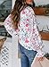Biucly Women's 2025 Spring Casual Bohemian Clothes Floral Print Long Sleeve Tops Loose V Neck Button Down Shirt Flowy Peasant Blouses for Women,US 8-10(M),Floral Red