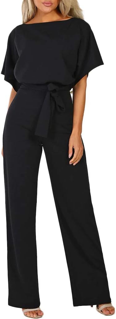 Generisch Clubwear Belted Short Playsuit Jumpsuit Women Leg Straight Sleeve Women Jumpsuit