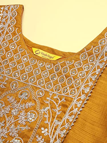 Image of VredeVogel Women's Silk Blend Straight Kurta Trouser With Dupatta Set