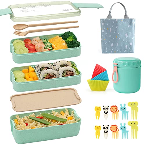 Boîte à lunch pour enfants avec compartiments - Boîte à déjeuner pour adultes et enfants avec couverts, boîtes à déjeuner avec compartiments - Boîte à pain pour enfants - Pour l'école Cover